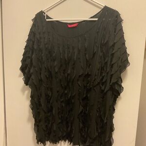 12-25–SUNNY LEIGH Chic Black Ruffled Women's Blouse..2XL/3XL